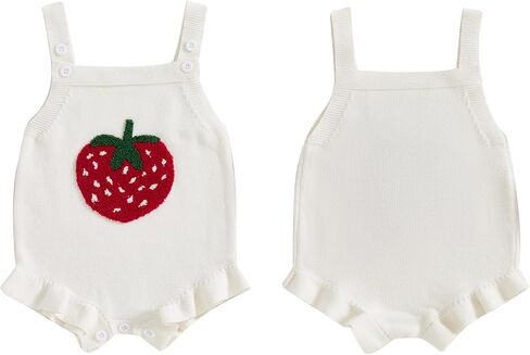 Baby Girl Knit Romper Summer Sleeveless Strawberry Crochet Bodysuit One Piece Jumpsuit Infant Newborn Girls Overalls Outfit in Kuwait