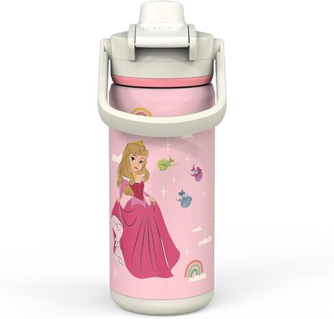 Zak Designs Beacon Insulated Bottle, Disney Minnie Mouse - 14 oz - Durable Stainless Steel - Double-Wall Vacuum Insulation, Silicone Spout & Push-Button, Leak-Proof Lid - Dishwasher Safe in Kuwait