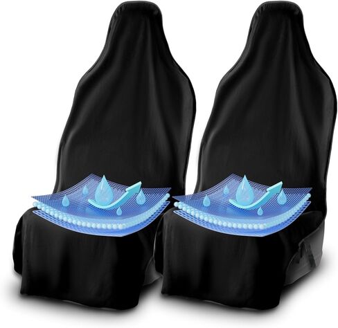غطاء مقعد أمامي UltraSport - غطاء مقعد سيارة مقاوم للماء، أغطية مقاعد مقاومة للماء للسيارات، غطاء مقعد السائق، غطاء منشفة مقعد السيارة بعد صالة الألعاب الرياضية، واقي مقعد السيارة مقاوم للماء - أسود in Kuwait