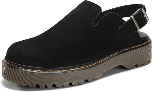 Coutgo Women's Platform Clogs Adjustable Strap Slingback Mules Suede Leather Closed Toe Slip on Shoes in Saudi Arabia