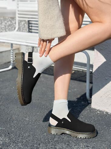 Coutgo Women's Platform Clogs Adjustable Strap Slingback Mules Suede Leather Closed Toe Slip on Shoes in Saudi Arabia