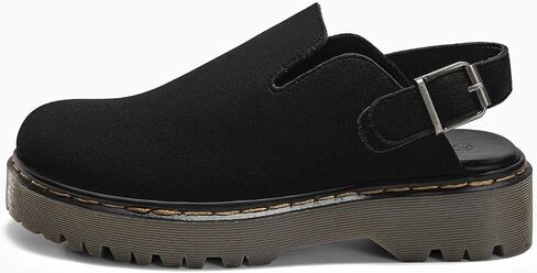 Coutgo Women's Platform Clogs Adjustable Strap Slingback Mules Suede Leather Closed Toe Slip on Shoes in Saudi Arabia