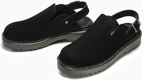 Coutgo Women's Platform Clogs Adjustable Strap Slingback Mules Suede Leather Closed Toe Slip on Shoes in Saudi Arabia