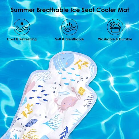Gel Car Seat Cooler Pad, Summer Soft Breathable Cooling Pad Ice Cushion for Babies, Washable Summer Cooler Mat for Stoller, High Chair, Safety Seat in Saudi Arabia