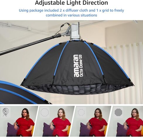 Amaran Octa Dome 120 Softbox ، 120 سم (4 قدم) إعداد واحد من SNAP Ultra-Large Bowens Bowens Mountbox لـ Amaran 60/100/150c/300c (Octa Dome 120) in Kuwait