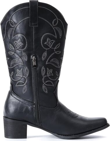 IXU Cowboy Boots For Women Wide Calf Pointy Toe Cowgirl Boots Mid Calf Western Boots in Saudi Arabia