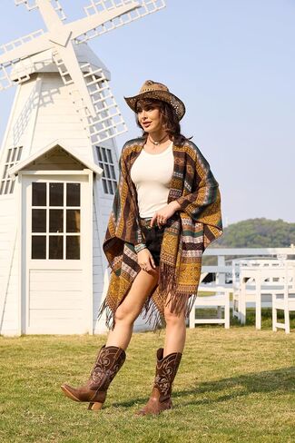 IXU Cowboy Boots For Women Wide Calf Pointy Toe Cowgirl Boots Mid Calf Western Boots in Saudi Arabia