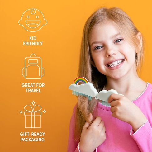 Genuine Fred HEAD IN THE CLOUDS Folding Brush and Comb, Fun Cloud and Rainbow Design, Hair Care Tool and Detangling Comb, Great for Travel and Diaper Bags, Fun Gift and Stocking Stuffer in Kuwait