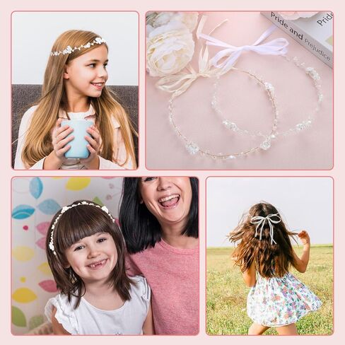 2 Pcs Flower Girl Headpiece, Flower Crown for Girls Hair Accessory Headband Headpiece Headband Piece for Wedding Crowns for Weddings for Party, Photography in Saudi Arabia