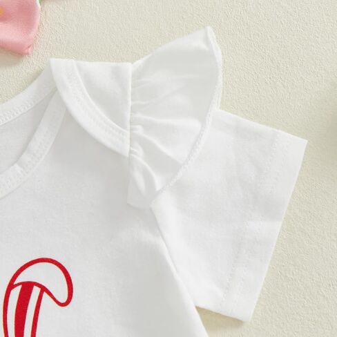 Murnouche Baby Girl Clothes Easter Outfit Summer Ruffle Sleeve Romper Bloomer Shorts Headband in Kuwait