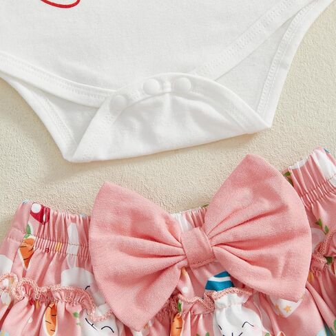 Murnouche Baby Girl Clothes Easter Outfit Summer Ruffle Sleeve Romper Bloomer Shorts Headband in Kuwait