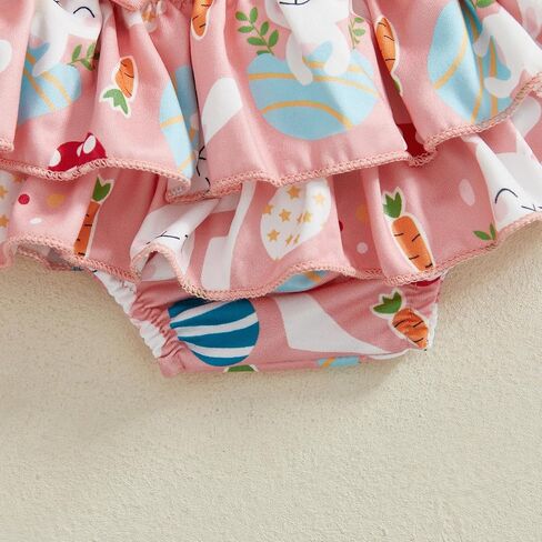 Murnouche Baby Girl Clothes Easter Outfit Summer Ruffle Sleeve Romper Bloomer Shorts Headband in Kuwait