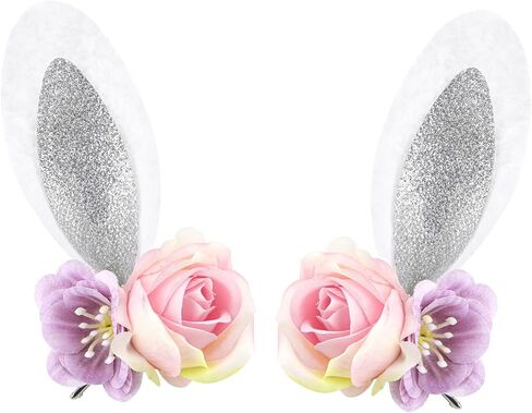 Easter Velvet Bow Hair Clips for Baby Girls Alligator Bow Clip Easter Bunny Ears Flower Clips Hairpin Easter Hair Accessories for Infant Toddler White in Kuwait