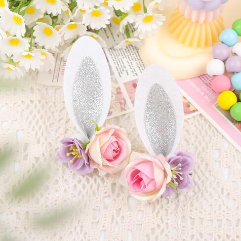 Easter Velvet Bow Hair Clips for Baby Girls Alligator Bow Clip Easter Bunny Ears Flower Clips Hairpin Easter Hair Accessories for Infant Toddler White in Kuwait