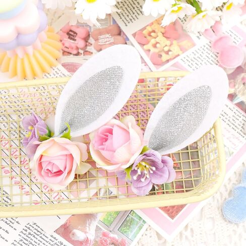 Easter Velvet Bow Hair Clips for Baby Girls Alligator Bow Clip Easter Bunny Ears Flower Clips Hairpin Easter Hair Accessories for Infant Toddler White in Kuwait