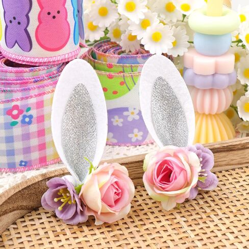 Easter Velvet Bow Hair Clips for Baby Girls Alligator Bow Clip Easter Bunny Ears Flower Clips Hairpin Easter Hair Accessories for Infant Toddler White in Kuwait