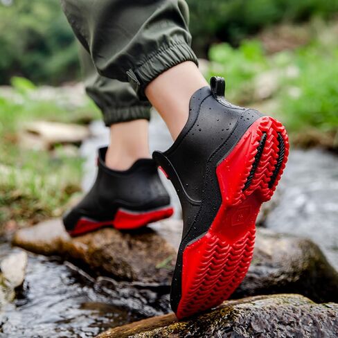 Rojeam Womens Mens Rain Boots Waterproof Rubber Chelsea Shoes Outdoor Walking Water Shoes Ankle Boots in Kuwait