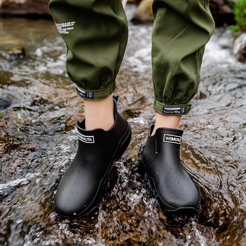 Rojeam Womens Mens Rain Boots Waterproof Rubber Chelsea Shoes Outdoor Walking Water Shoes Ankle Boots in Kuwait