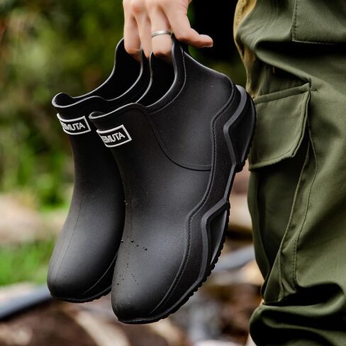 Rojeam Womens Mens Rain Boots Waterproof Rubber Chelsea Shoes Outdoor Walking Water Shoes Ankle Boots in Kuwait