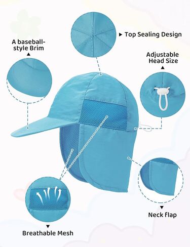 Durio Infant Sun Hat with Neck Flap UPF 50+ Sun Protection Baby Summer Hat Breathable Lining Toddler Beach Hat for Boys Girls in Saudi Arabia