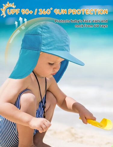 Durio Infant Sun Hat with Neck Flap UPF 50+ Sun Protection Baby Summer Hat Breathable Lining Toddler Beach Hat for Boys Girls in Saudi Arabia
