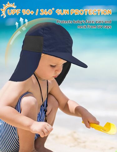 Durio Infant Sun Hat مع رفرف الرقبة UPF 50+ حماية من أشعة الشمس قبعة الصيف القبعة تنفس بطانة صغار شاطئ الصغار للفتيان الفتيات in Kuwait