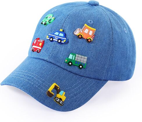 Kids Cartoon Baseball Caps with Excavator Cars Pin Pattern Baseball Hat Adjustable for Boys Girls Age 3-8 in Kuwait