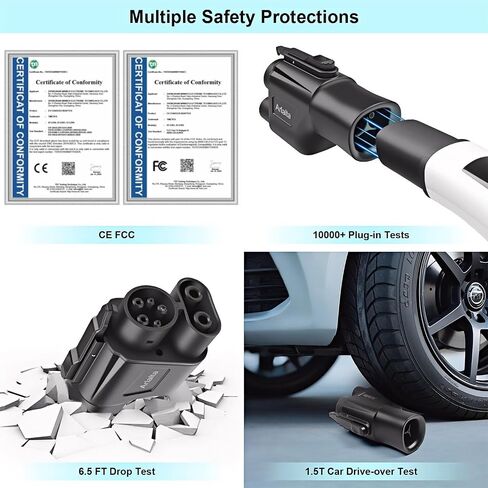 J1772 to Tesla Adapter, 80 Amp 250V Max Fit All SAE J1772 Chargers for Tesla Model S, 3, X, Y, Cybertruck, Passed CE/ROHS/FCC, SAE J1772 EV Adapter for Tesla Fast and Safe Charging for Tesla Owners in Saudi Arabia