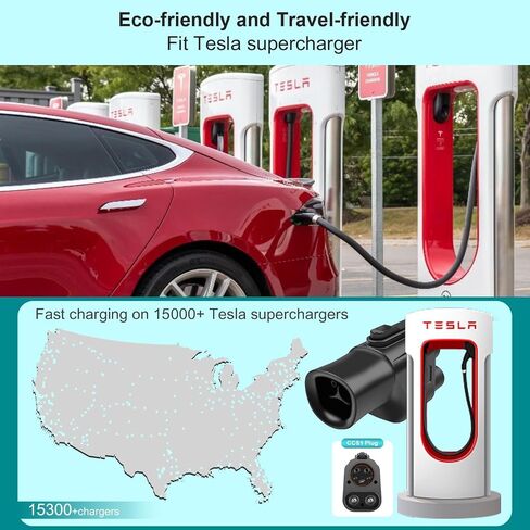 J1772 to Tesla Adapter, 80 Amp 250V Max Fit All SAE J1772 Chargers for Tesla Model S, 3, X, Y, Cybertruck, Passed CE/ROHS/FCC, SAE J1772 EV Adapter for Tesla Fast and Safe Charging for Tesla Owners in Saudi Arabia