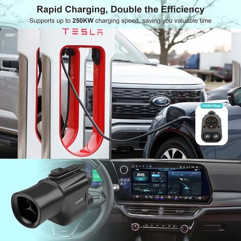 J1772 to Tesla Adapter, 80 Amp 250V Max Fit All SAE J1772 Chargers for Tesla Model S, 3, X, Y, Cybertruck, Passed CE/ROHS/FCC, SAE J1772 EV Adapter for Tesla Fast and Safe Charging for Tesla Owners in Saudi Arabia