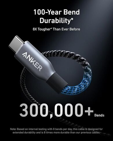 كابل Anker Prime USB C إلى USB C، كابل متين للشحن السريع بقوة 240 واط (6 أقدام) | USB 2.0 نايلون مجدول مُعاد تدويره، متانة انحناء لمدة 100 عام لهاتف iPhone 17 / 17 Pro / 17 Pro Max وMacBook وGalaxy والمزيد in Kuwait