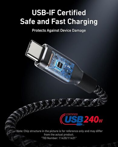 كابل Anker Prime USB C إلى USB C، كابل متين للشحن السريع بقوة 240 واط (6 أقدام) | USB 2.0 نايلون مجدول مُعاد تدويره، متانة انحناء لمدة 100 عام لهاتف iPhone 17 / 17 Pro / 17 Pro Max وMacBook وGalaxy والمزيد in Kuwait