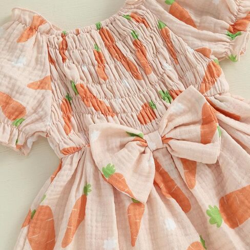 طفل طفلة أرنب أرنب طباعة عيد الفصح فستان رومبير فستان قصير من القوس رومبير مع عقال in Kuwait