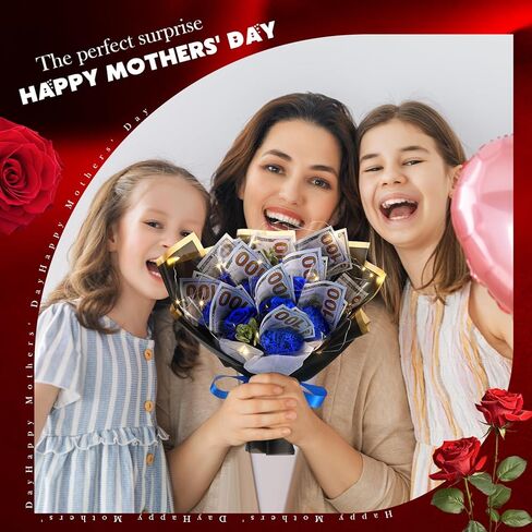 Money Flower Bouquet, Money Bouquet Kit for Cash Gift, Money Bouquet Flowers with Bag for Birthday, Anniversary, Thanksgiving Cash Rose Artificial Bouquet(Pink) in Kuwait