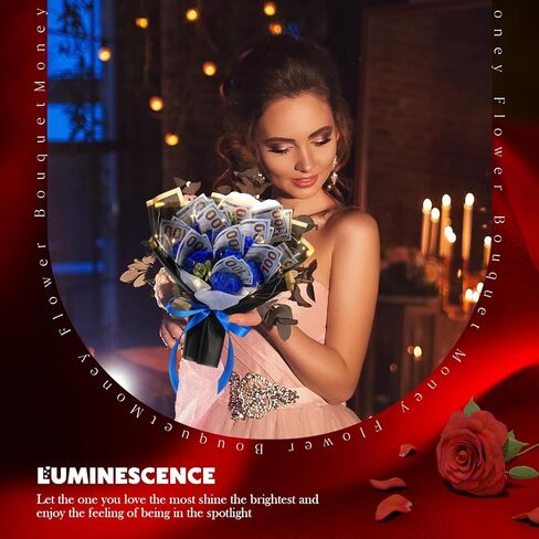 Money Flower Bouquet, Money Bouquet Kit for Cash Gift, Money Bouquet Flowers with Bag for Birthday, Anniversary, Thanksgiving Cash Rose Artificial Bouquet(Pink) in Kuwait