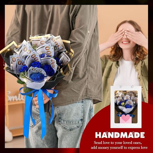 Money Flower Bouquet, Money Bouquet Kit for Cash Gift, Money Bouquet Flowers with Bag for Birthday, Anniversary, Thanksgiving Cash Rose Artificial Bouquet(Pink) in Kuwait