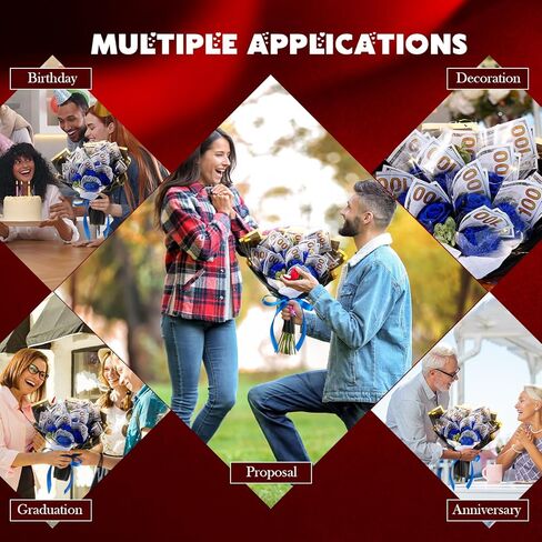 Money Flower Bouquet, Money Bouquet Kit for Cash Gift, Money Bouquet Flowers with Bag for Birthday, Anniversary, Thanksgiving Cash Rose Artificial Bouquet(Pink) in Kuwait