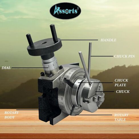 Milling Indexing 4"/ 100 Rotary Table Precision Horizontal Vertical With Suitable M6 Clamp Kit & Small Chuck (With 65 Mm 3 Jaws Self Centering Chuck) in Saudi Arabia