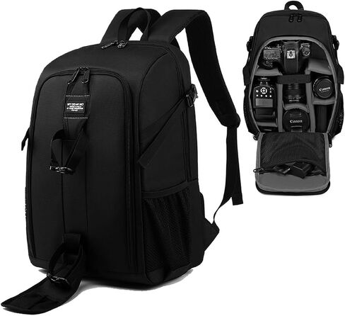 17.3" Camera Backpack Waterproof DSLR Bag - Large Capacity Photography Backpack for Travel, Lightweight Design with 16" Laptop Sleeve & Tripod Holder (Black-Orange) in Saudi Arabia