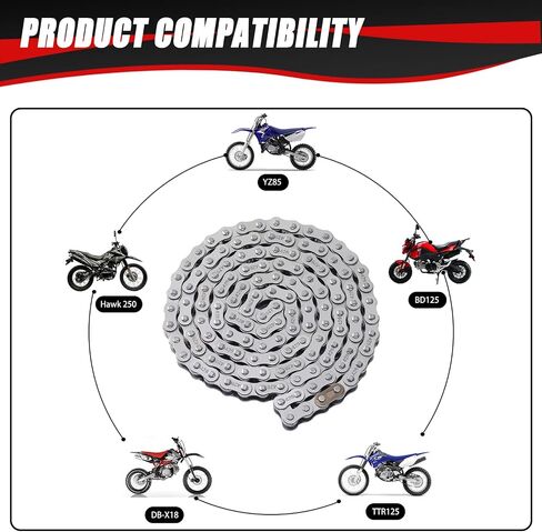 428 Drive Chain 102 Link Breaker Heavy Duty for 70cc 90cc 110cc 125cc TTR YZ80 YZ85 Apollo RFZ Suzuki Trailmaster Vitacci Tao Tao Coolster MotoTec Pit Dirt Bike 4 Wheeler ATV Quad Go Kart Parts in Saudi Arabia