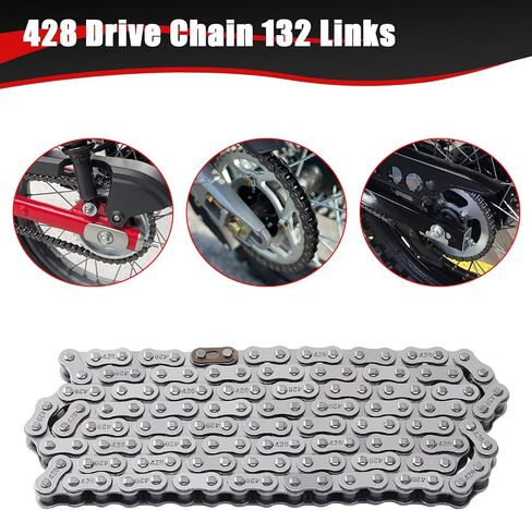 428 Drive Chain 102 Link Breaker Heavy Duty for 70cc 90cc 110cc 125cc TTR YZ80 YZ85 Apollo RFZ Suzuki Trailmaster Vitacci Tao Tao Coolster MotoTec Pit Dirt Bike 4 Wheeler ATV Quad Go Kart Parts in Saudi Arabia