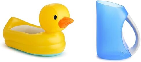 Munchkin® Duck™ Inflatable Baby Bathtub with White Hot® Heat Alert & Rinse™ Shampoo Bath Rinser, Blue in Saudi Arabia