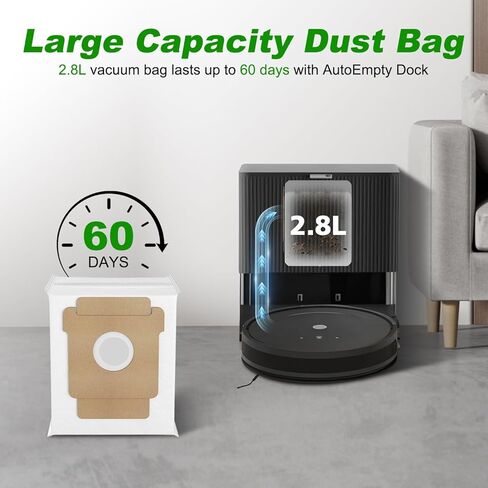 Q0520 Dust Bags Compatible with iRobot Roomba Vacuum 2 Essential Robot with AutoEmpty Dock Q052 Vacuum Cleaner, iRobot Roomba Vacuum Bags Replacement Parts Disposal Bag Accessories Kit (8 Pack) in Kuwait
