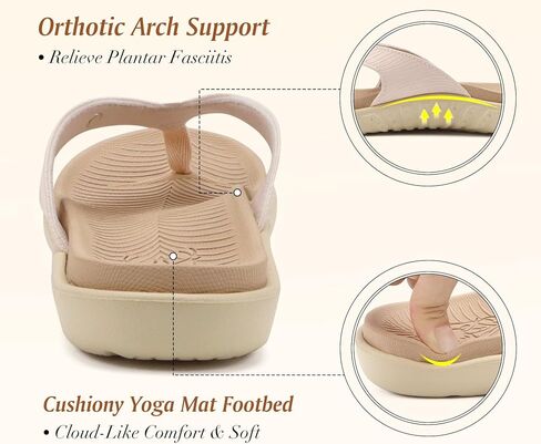 KuaiLu Flip Flops For Women Ladies Orthotic Yoga Mat Cushion Sandals Dressy Womans Lightweight Summer Slip On Beach Thong Sandles with Comfortable Arch Support (US Size 5-12) in Saudi Arabia