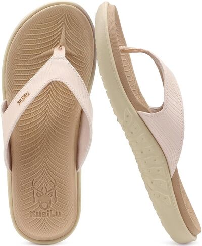 KuaiLu Flip Flops For Women Ladies Orthotic Yoga Mat Cushion Sandals Dressy Womans Lightweight Summer Slip On Beach Thong Sandles with Comfortable Arch Support (US Size 5-12) in Saudi Arabia
