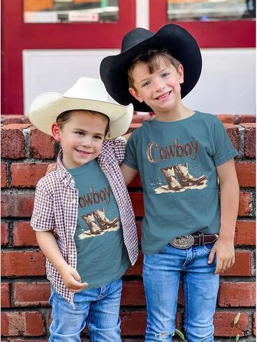 KEKEMI Toddler Baby Boys Cowboy Shirts Western Retro Graphic T Shirt Rodeo Party Outfit Summer Tees Short Sleeve Tops Clothes in Saudi Arabia