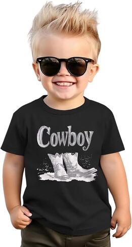 KEKEMI Toddler Baby Boys Cowboy Shirts Western Retro Graphic T Shirt Rodeo Party Outfit Summer Tees Short Sleeve Tops Clothes in Saudi Arabia