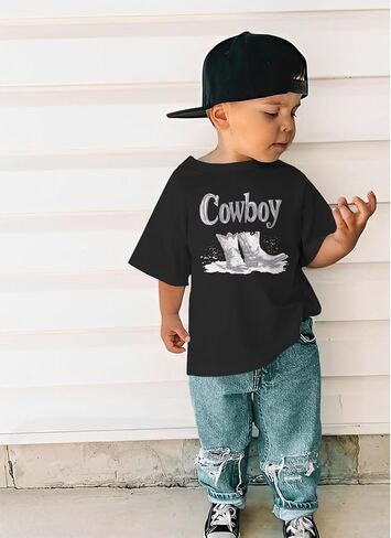 KEKEMI Toddler Baby Boys Cowboy Shirts Western Retro Graphic T Shirt Rodeo Party Outfit Summer Tees Short Sleeve Tops Clothes in Saudi Arabia