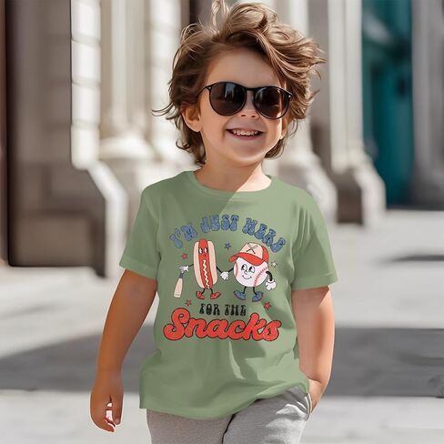 قميص Boy Boy Boy Boy Boy أنا فقط هنا للوجبات الخفيفة T Shirt Funny Hot Dog Graphic Tee Short Summer Tops in Kuwait