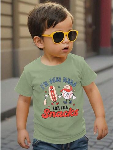 قميص Boy Boy Boy Boy Boy أنا فقط هنا للوجبات الخفيفة T Shirt Funny Hot Dog Graphic Tee Short Summer Tops in Kuwait